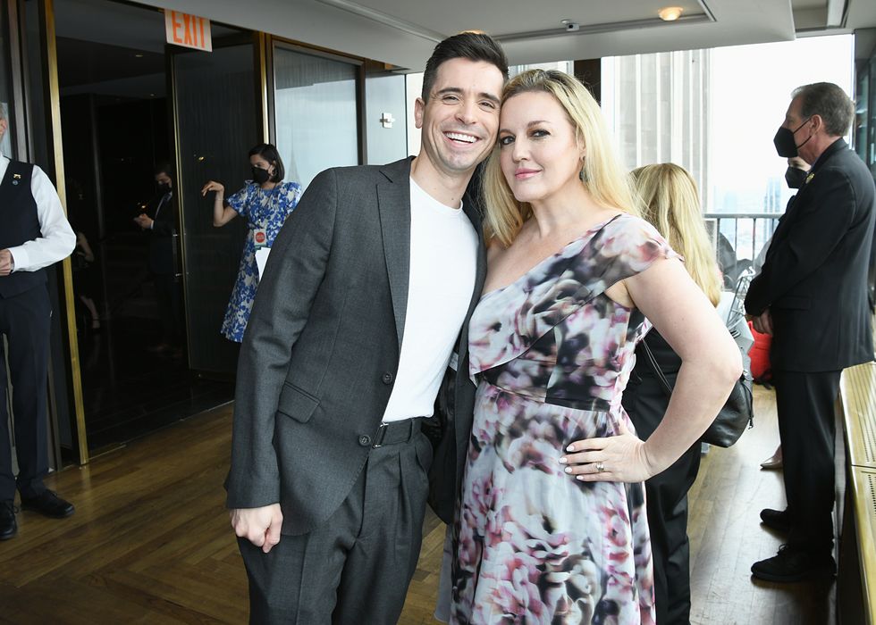 new york, new york   may 24 matt doyle and jennifer simard attend the 75th annual tony awards nominees luncheon at the rainbow room on may 24, 2022 in new york city photo by jenny andersongetty images for tony awards productions