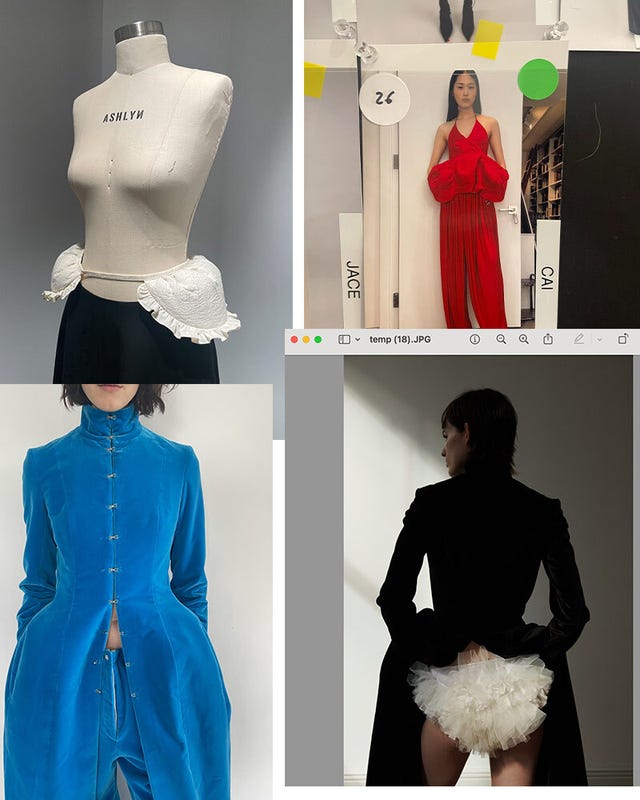 fashion designs showcased on mannequins and models