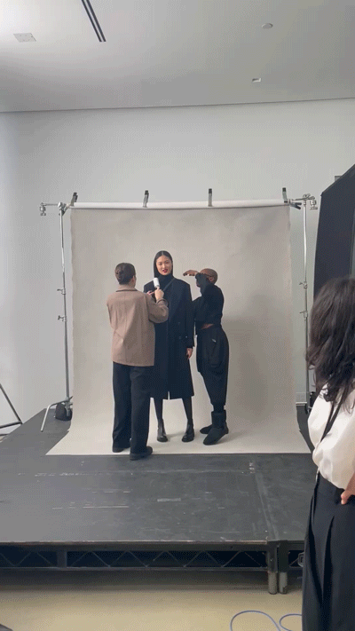 fashion photo shoot in a studio setting