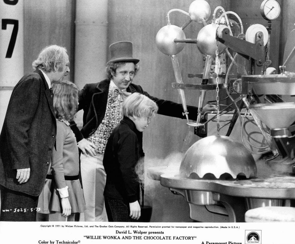 jack albertson and gene wilder in 'willy wonka  the chocolate factory'