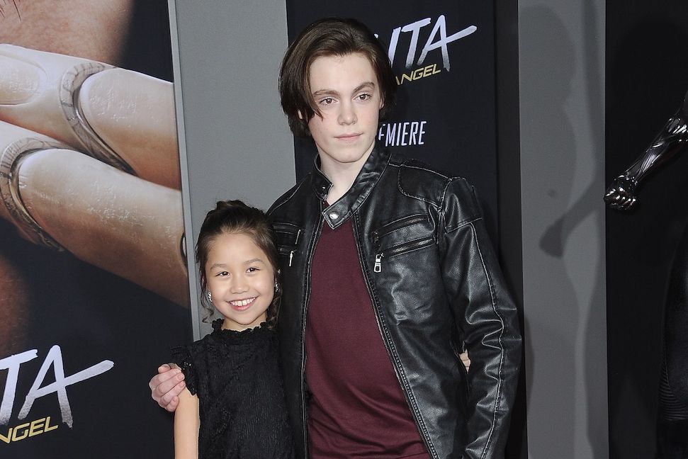 actress trinity bliss and actor jack champion arrive for the premiere of 20th century fox's alita battle angel held at westwood regency theater on february 5, 2019 in los angeles, california