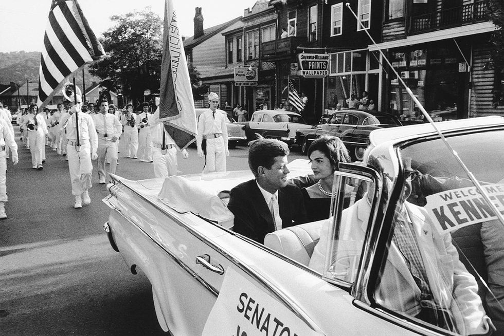 Jackie and JFK in Campaign Car, Wheeling, 1959 