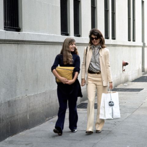 Jackie Onassis and Caroline Kennedy Walking On 85th Street After Shopping