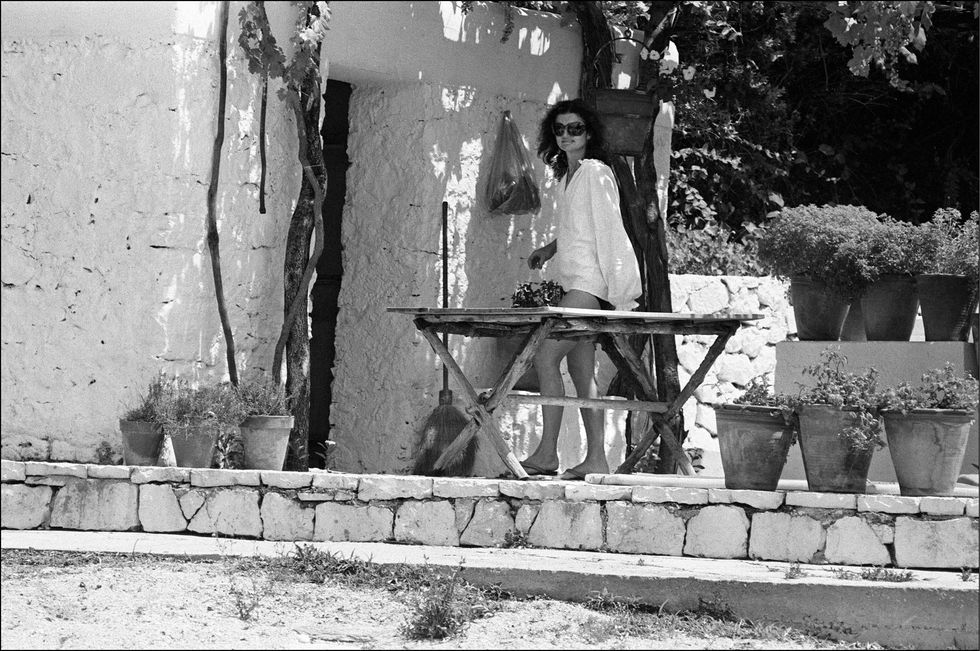 Jackie Onassis on Scorpio island In Greece On July 14, 1975-