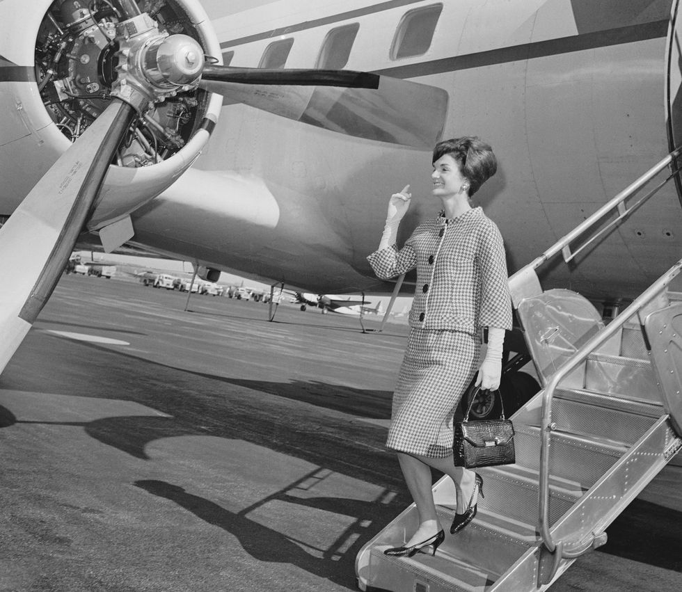 Portrait of Jackie Kennedy Leaving Plane