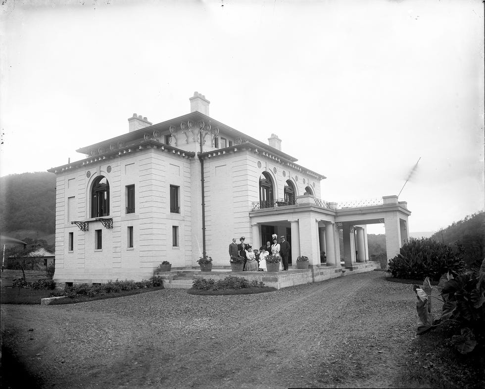 a group of people outside a building