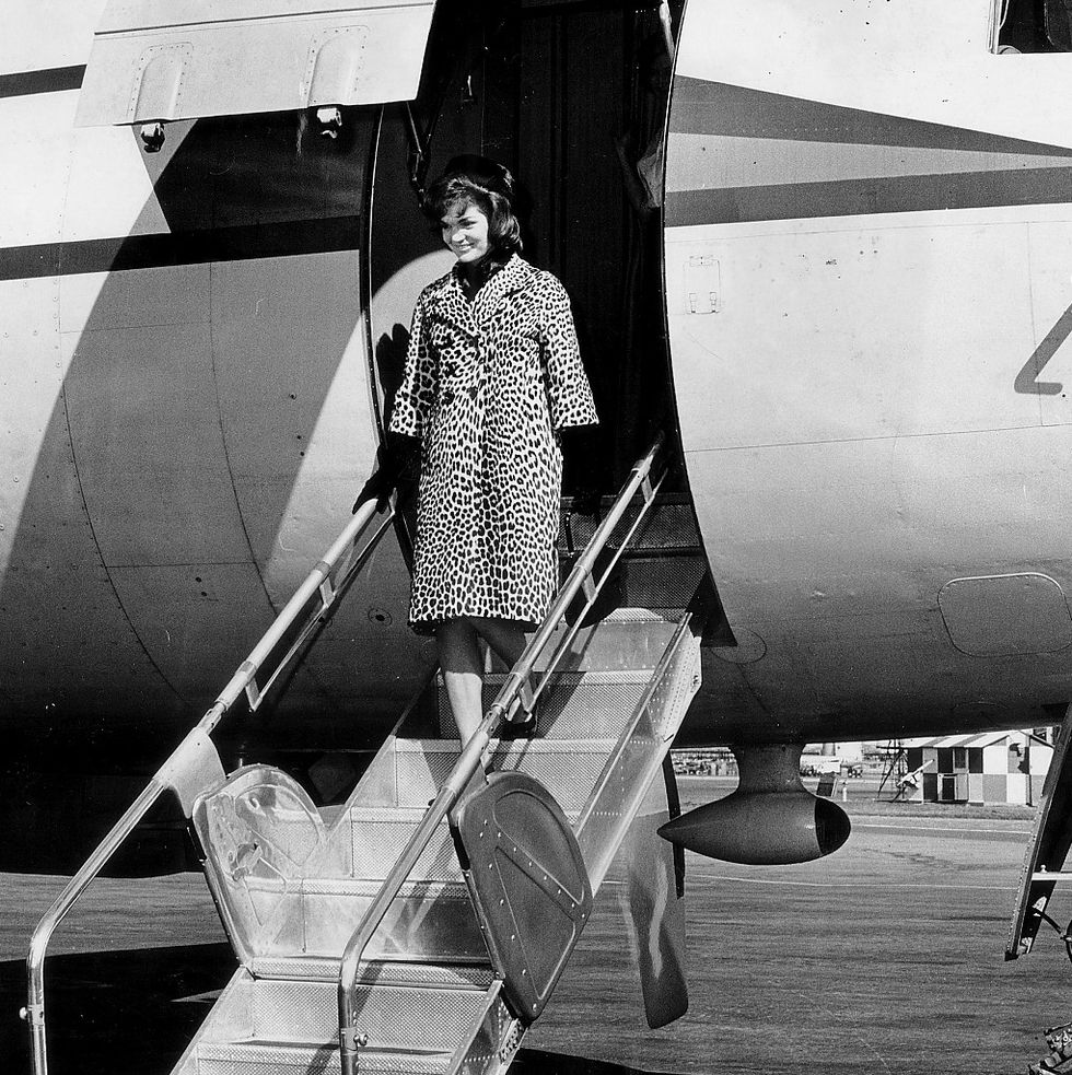 jacqueline kennedy arrives at the marine terminal at laguard