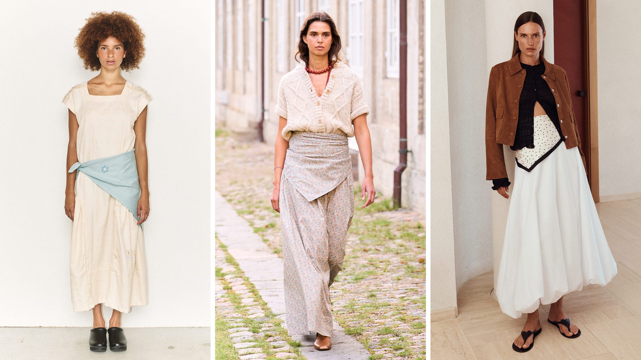 runway women in scarf belt