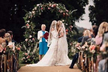 Photograph, Bride, Ceremony, Dress, Gown, Marriage, Wedding dress, Event, Wedding, Floral design, 