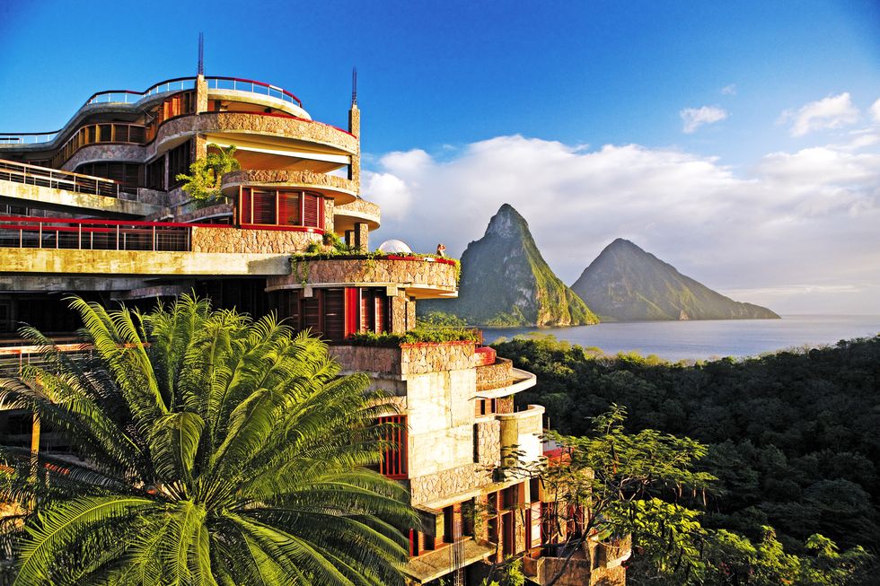 soufriere, st lucia jade mountain at anse chastenet resort, where each suite has a view of the pitons