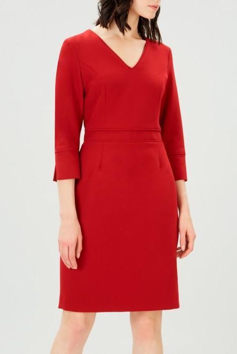 Emily Blunt Red Simple V-neck A-line Evening Dress