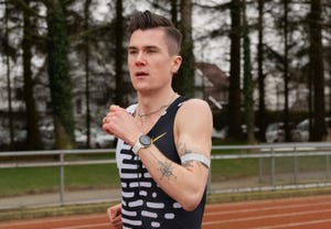 a person running on a track