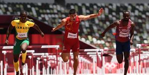 el atleta español asier martínez en la semifinal de los 110m vallas