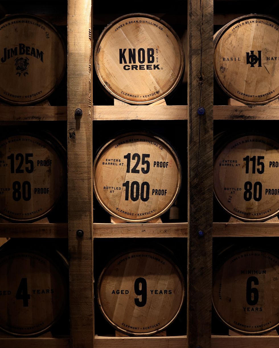 stored barrels for basil hayden and knob creek bourbon