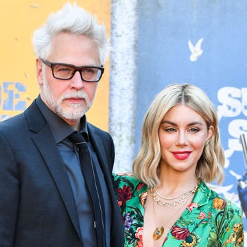 los angeles, california august 02 l r james gunn and jennifer holland attend the warner bros premiere of the suicide squad at the landmark westwood on august 02, 2021 in los angeles, california photo by rodin eckenrothwireimage