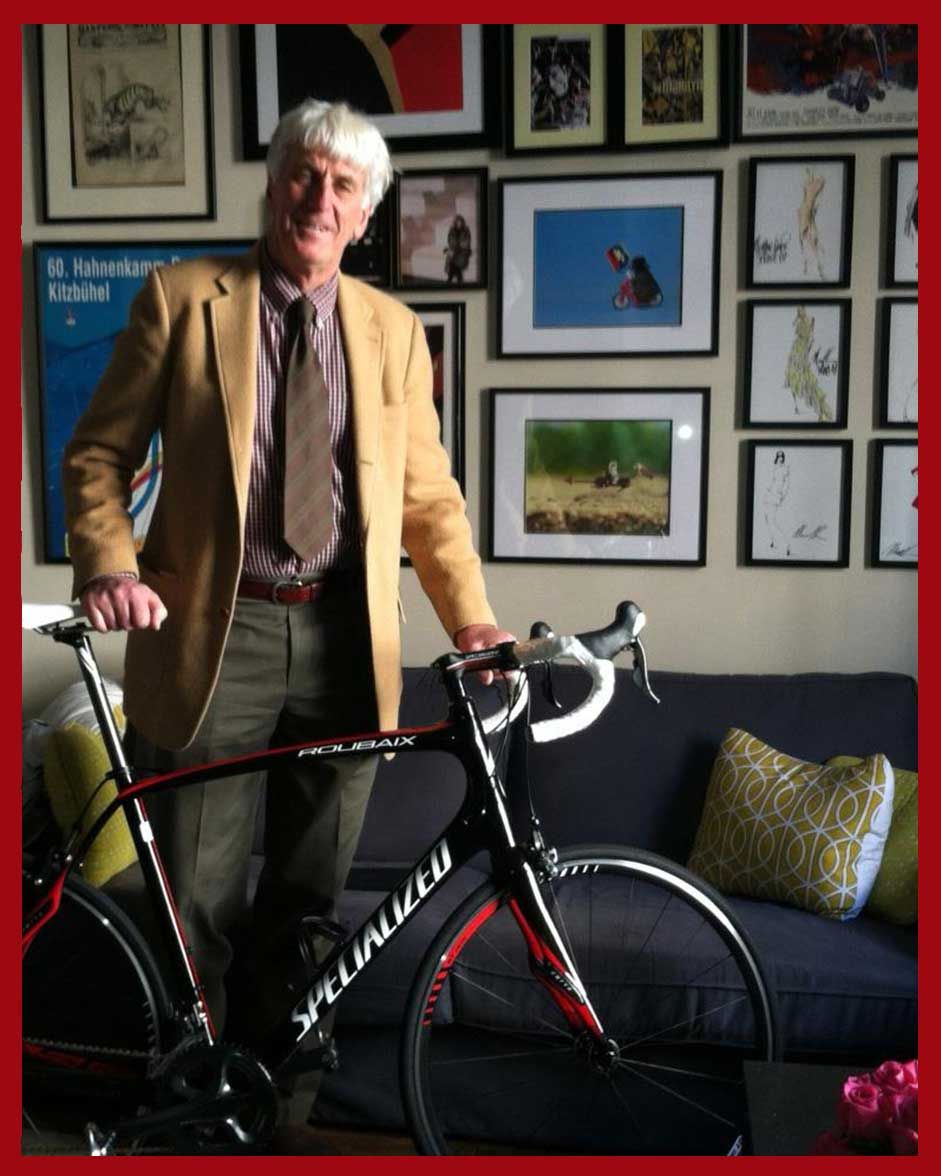 james jung's dad in a suit with his bike
