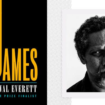 the cover of james by percival everett alongside a headshot of the author