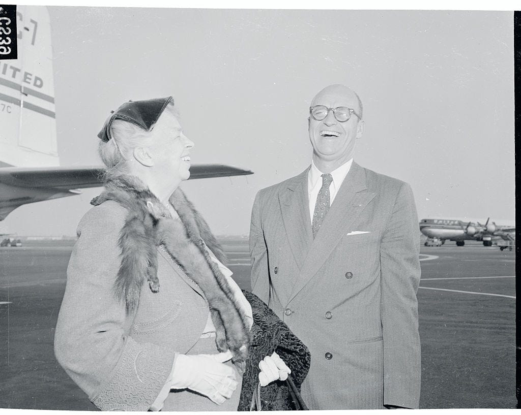 james roosevelt 1960 letter eleanor roosevelt eleanor and her son james near airplane in black and white