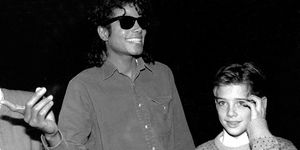 Michael Jackson and Liza Minelli backstage after seeing the Phantom of the Opera with Jimmy Safechuck