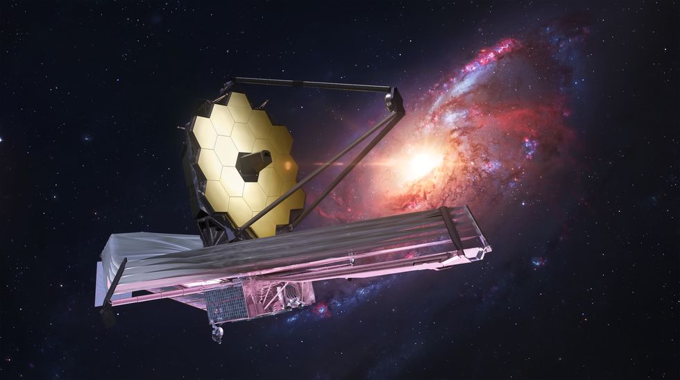 james webb space telescope in deep space research far galaxies jwst and gaalxy space observatory sci fi collage elements of this image furnished by nasa