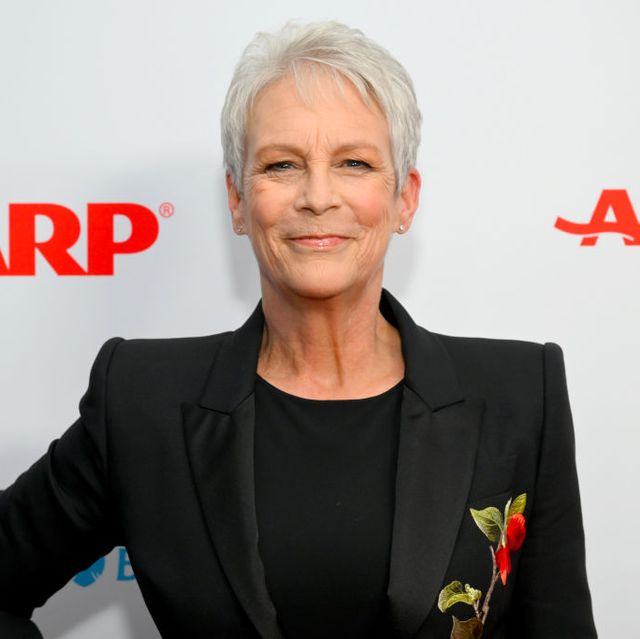 Jamie Lee Curtis wears embroidered suit on the red carpet