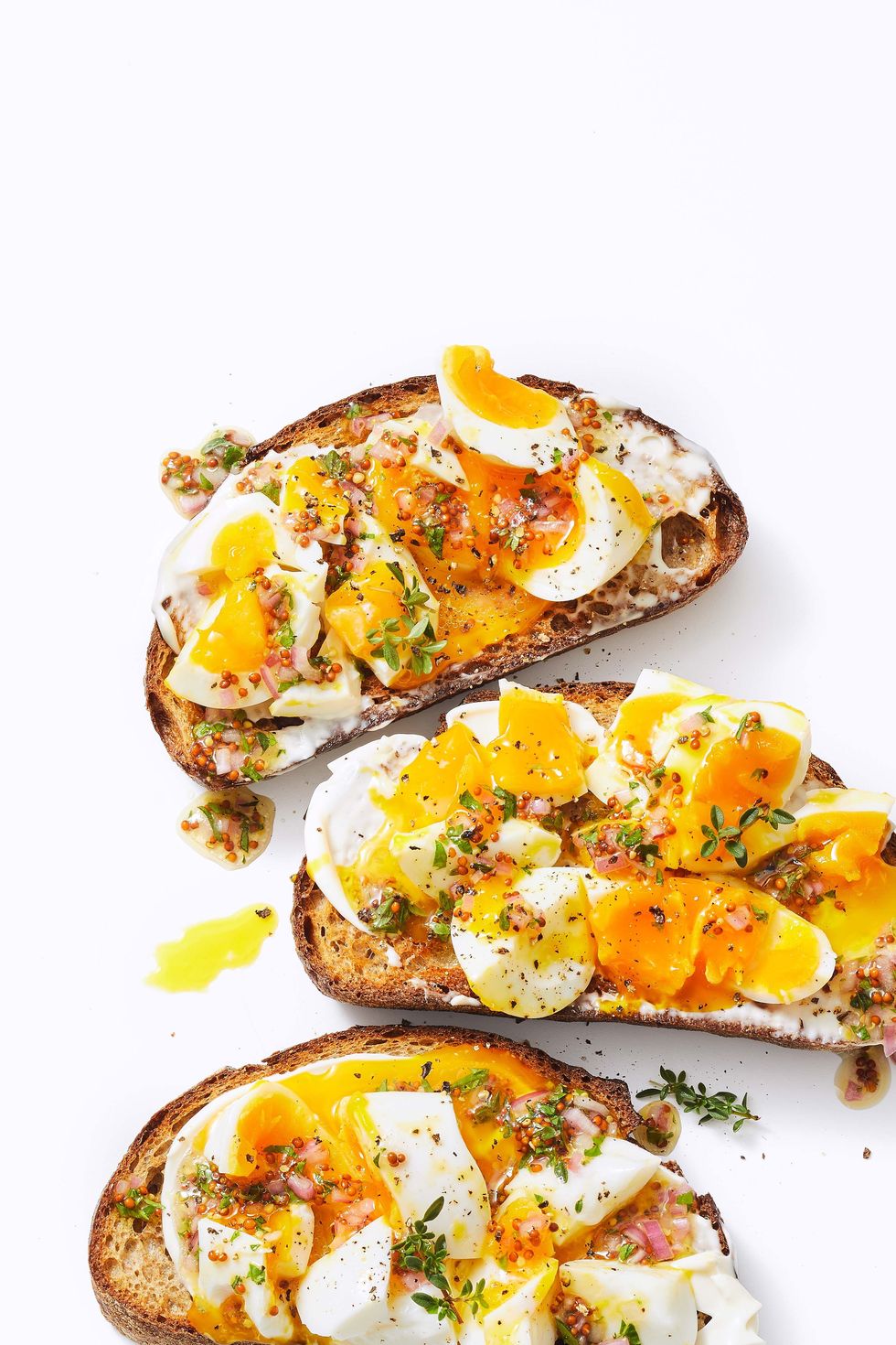jammy eggs on toasted bread
