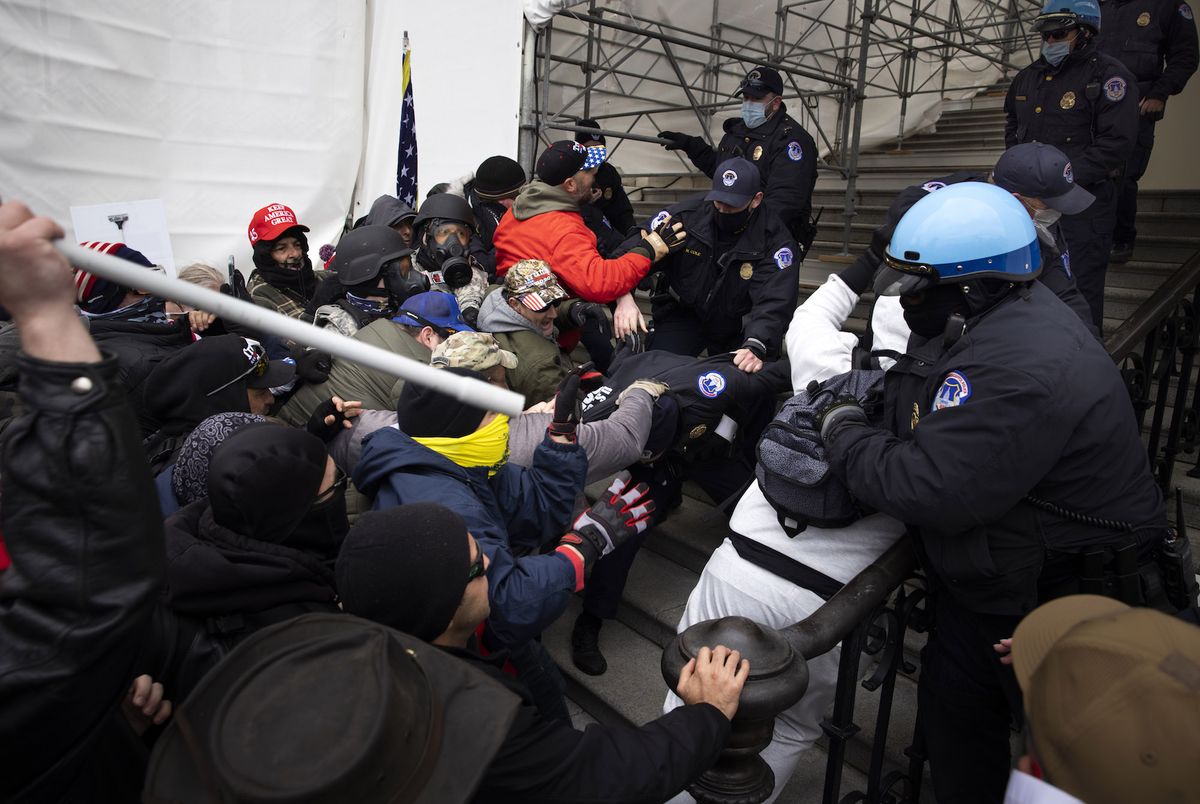 washington dc, usa   january 6 trump supporters clash with police and security forces as people try to storm the us capitol in washington dc on january 6, 2021 demonstrators breeched security and entered the capitol as congress debated the 2020 presidential election electoral vote certification photo by brent stirtongetty images