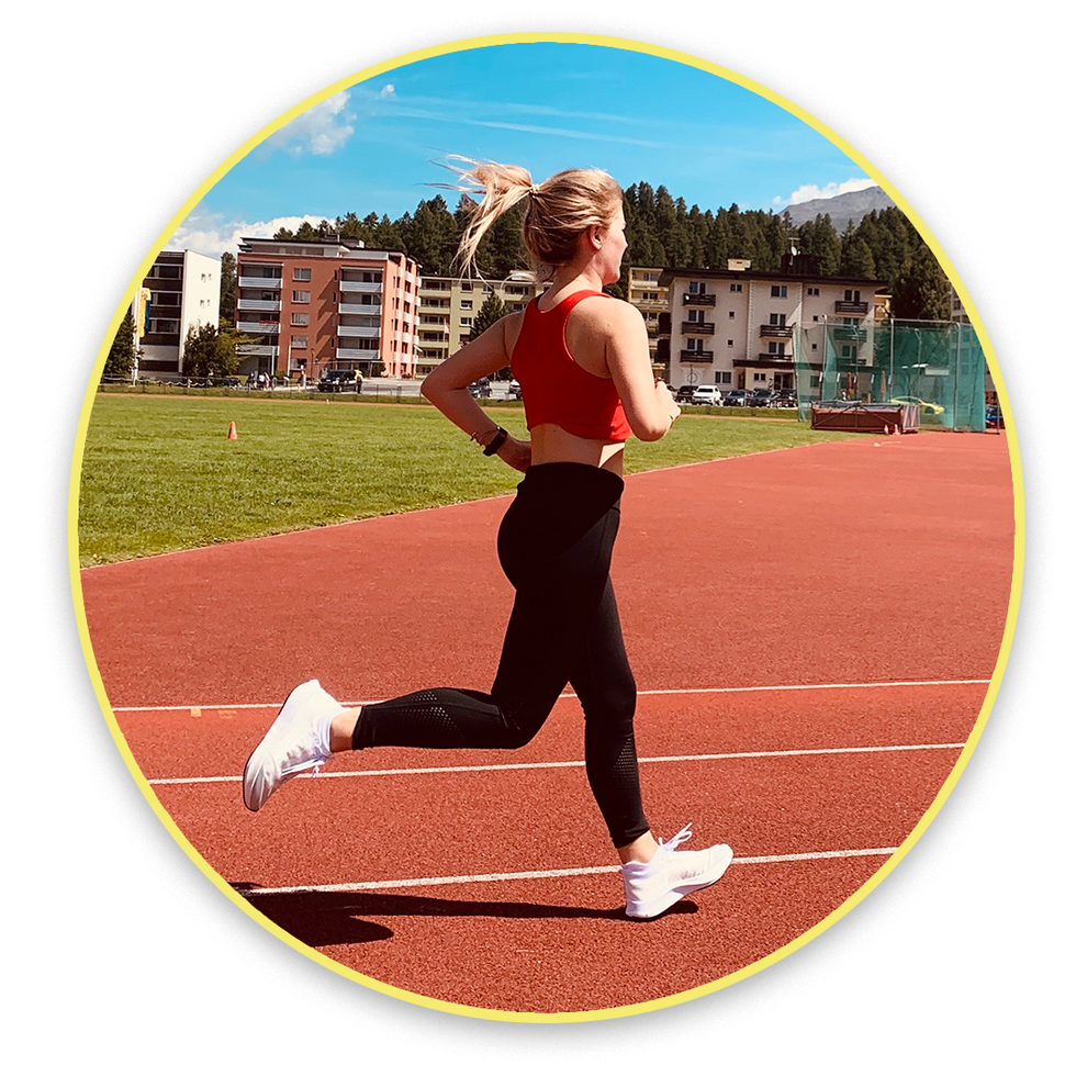 Shoe, Track and field athletics, Human leg, Athletic shoe, Exercise, Knee, Playing sports, Sports, Sleeveless shirt, Active pants, 