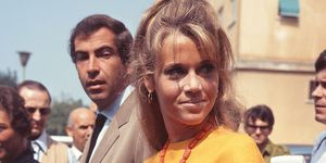 american actress, model, writer, and political activist jane fonda with her partner french director, screenwriter and producer roger vadim attend the 1966 venice film festival photo by vittoriano rastellicorbis via getty images