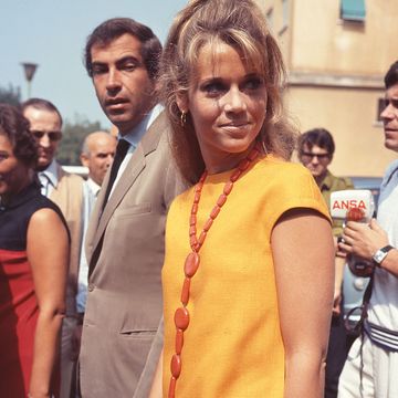 american actress, model, writer, and political activist jane fonda with her partner french director, screenwriter and producer roger vadim attend the 1966 venice film festival photo by vittoriano rastellicorbis via getty images