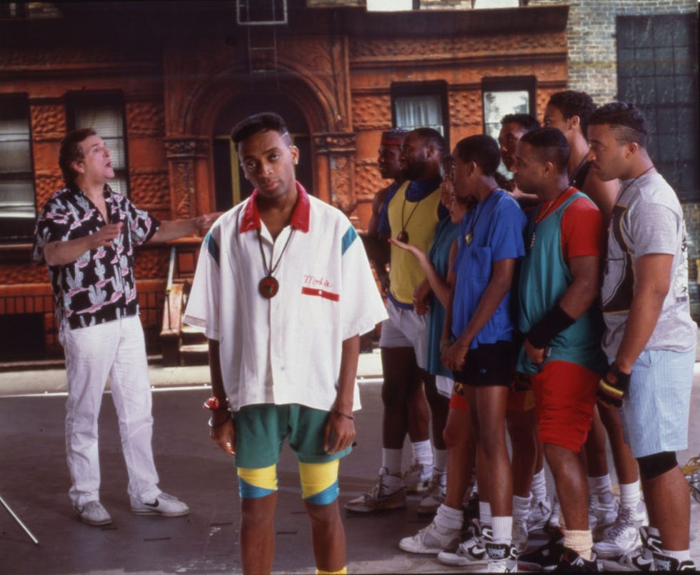 Lee, Aiello, & Others In 'Do The Right Thing' portrait of american film director and actor spike lee (center) on the set of his film do the right thing, new york, 1989. among the cast behind him is actor danny aiello (left). (photo by anthony barboza/getty images)