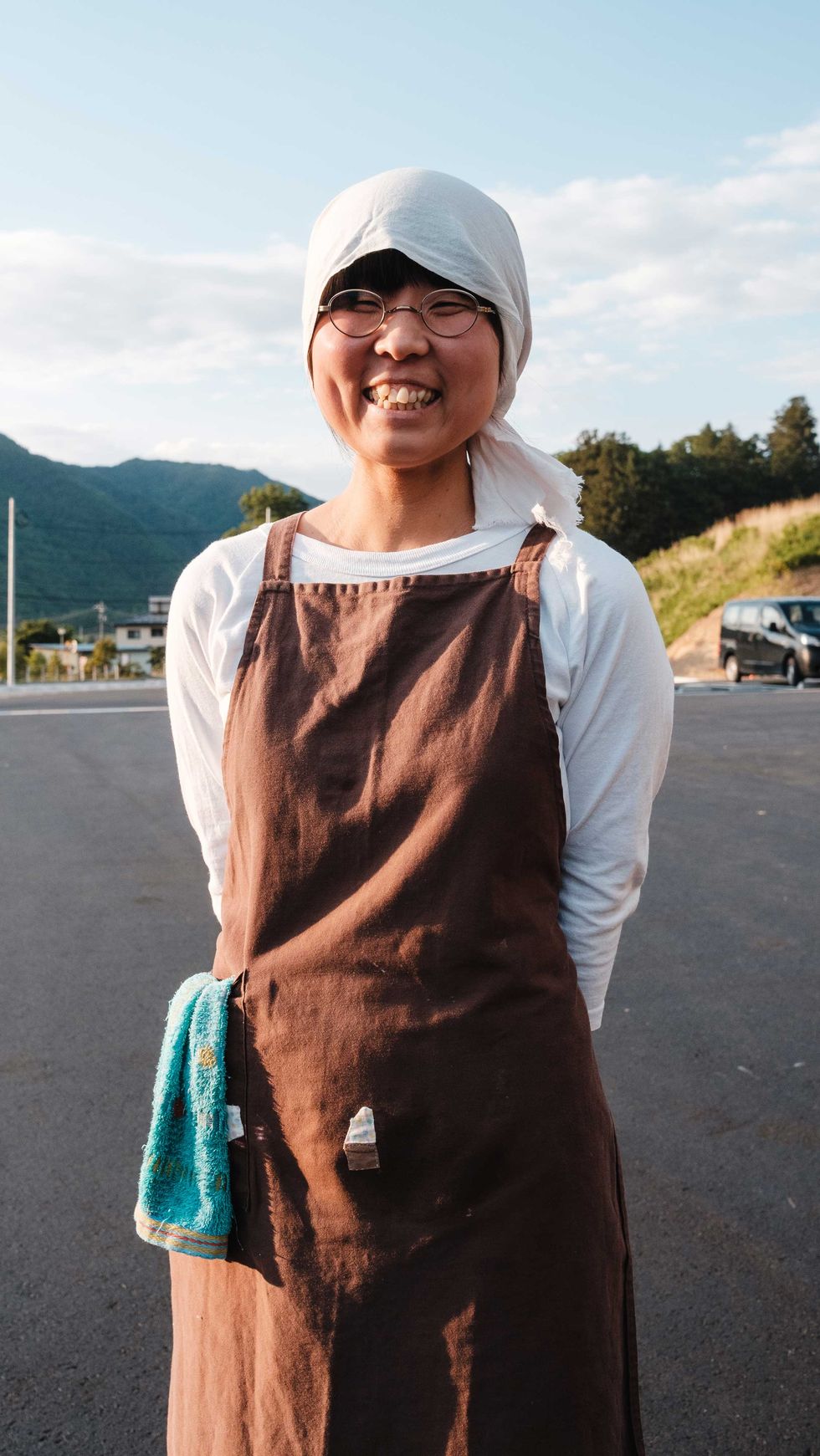 Humi, a server and host, for cyclists traveling across Japan in the summer of 2018.