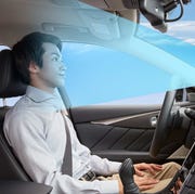 during hands off driving, a monitoring system in the cabin continually confirms that the driver’s attention is on the road