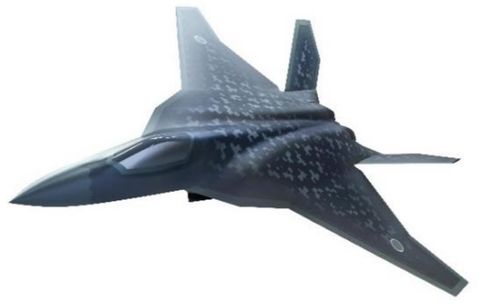Arte conceptual de un avión de combate en gris