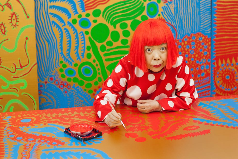 portraits of japanese artist yayoi kusama