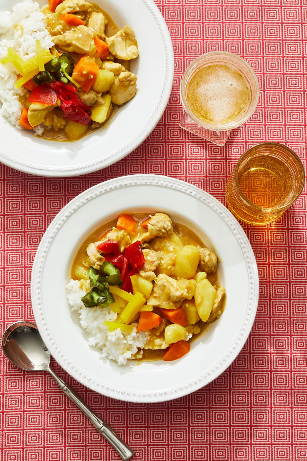 japanese chicken curry with white rice on the side