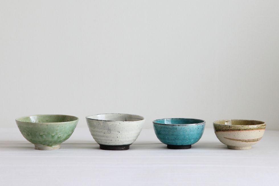 japanese colorful pottery bowls