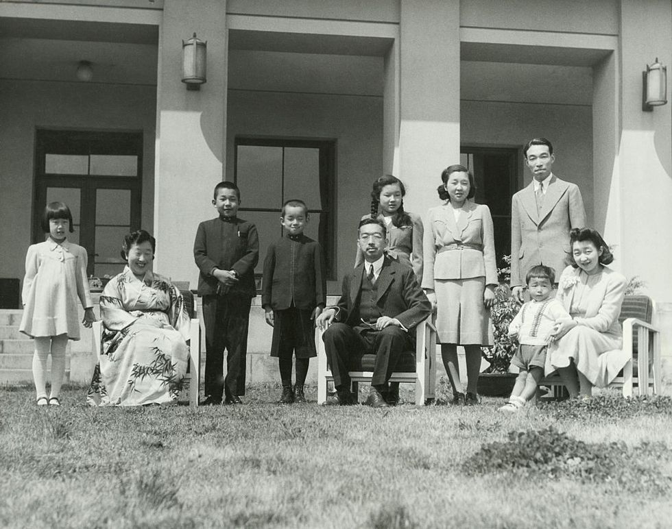 japanese royal family posed outside