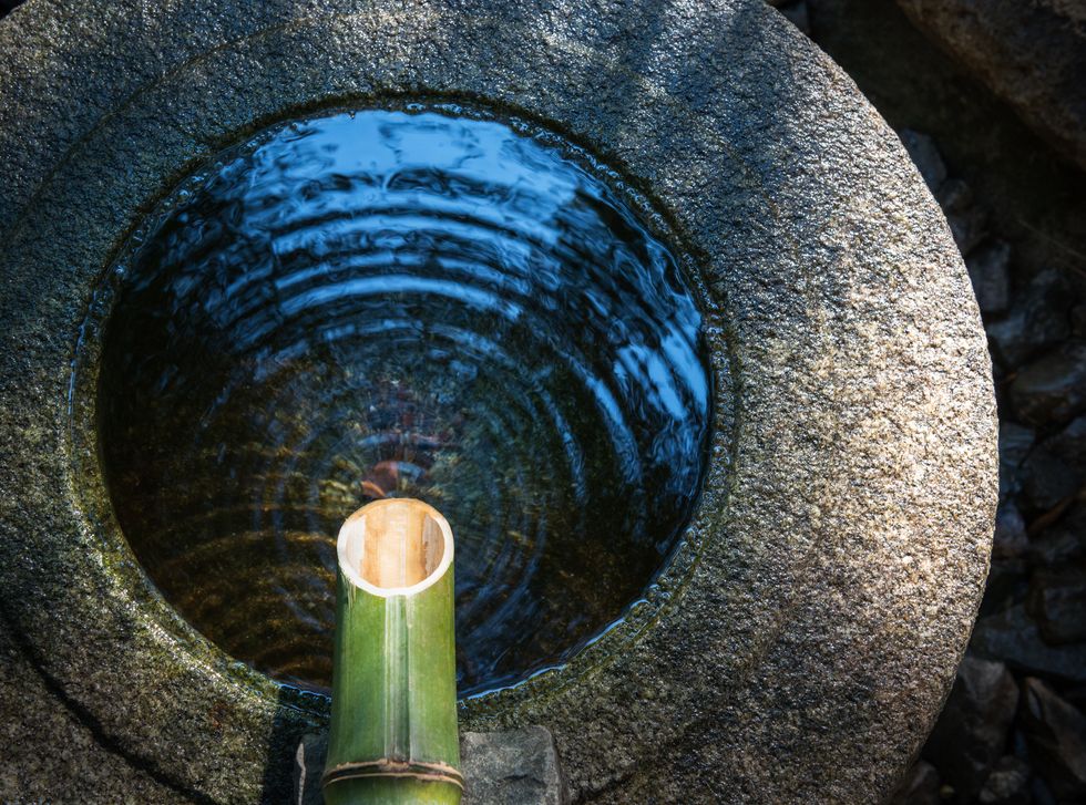 stone wash basin found in japanese garden