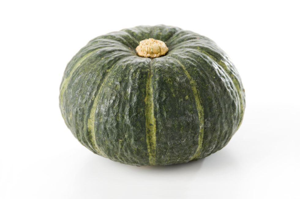 japanese green pumpkin on white background