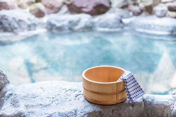 japanese hot spring, open air bath