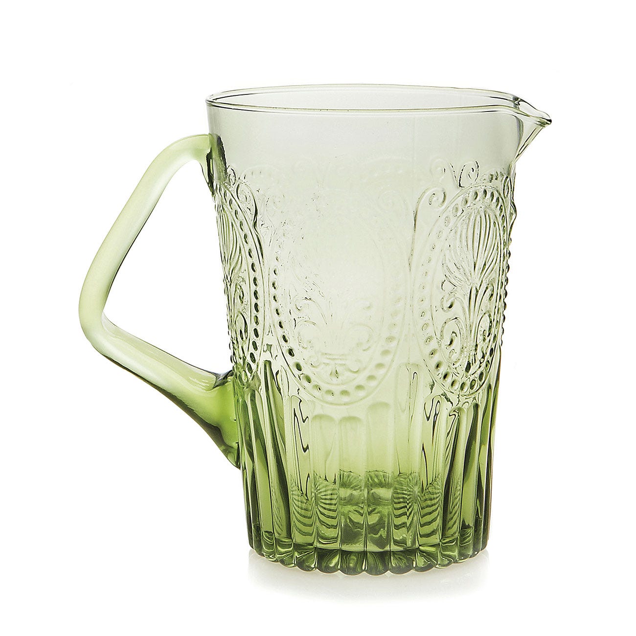 jarra de vidrio soplado verde