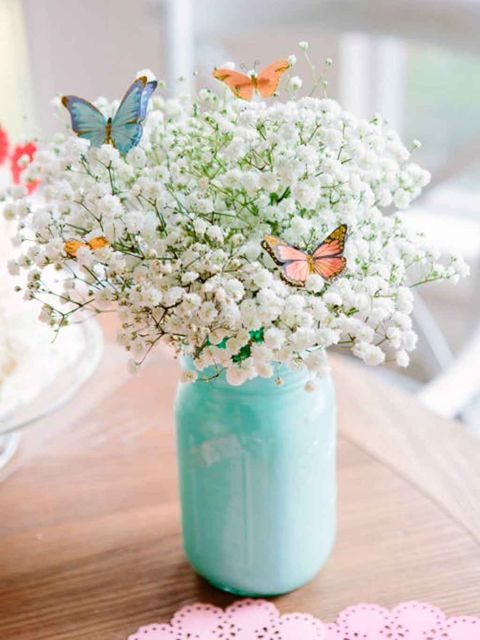 bouquet, flower, cut flowers, turquoise, vase, mason jar, plant, artificial flower, table, flowerpot,