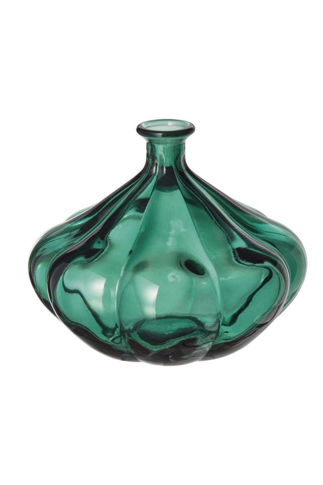 Florero de cristal verde