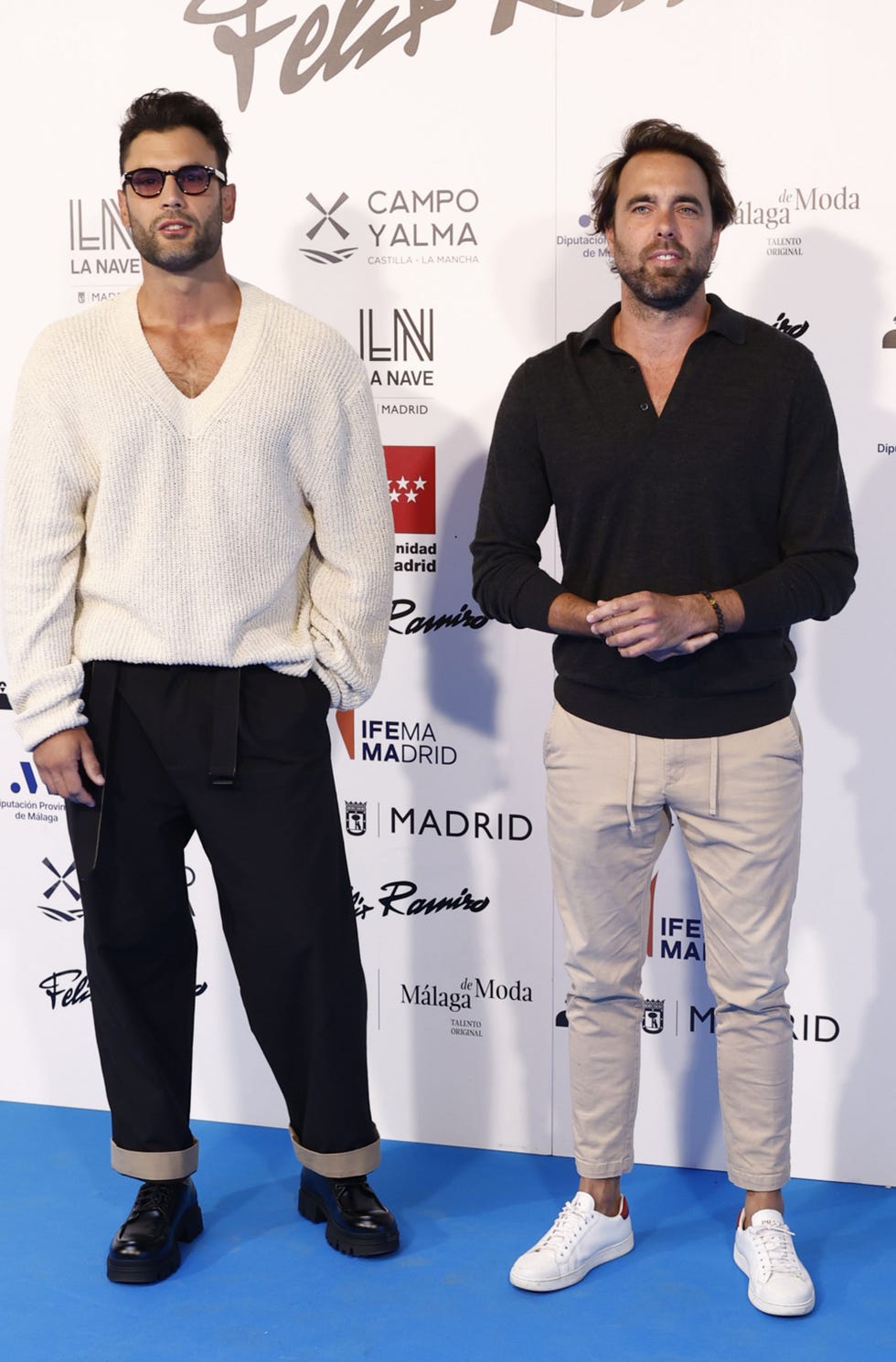 el empresario posa con el colaborador de television en el desfile de felix ramiro