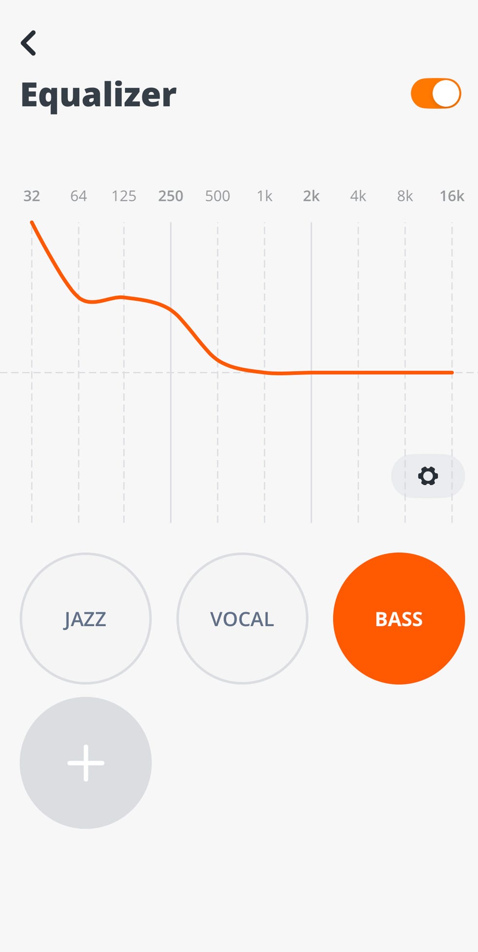 equalizer settings interface with frequency sliders and preset options