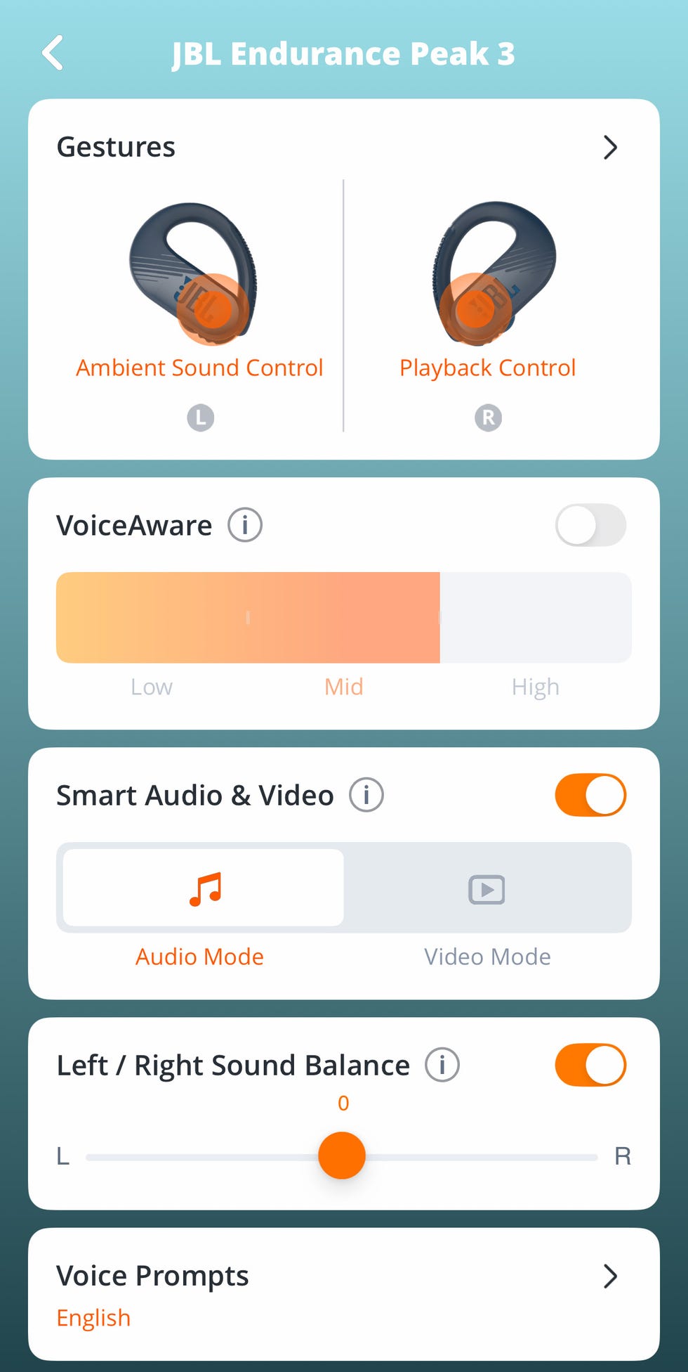 screenshot of a headphone app