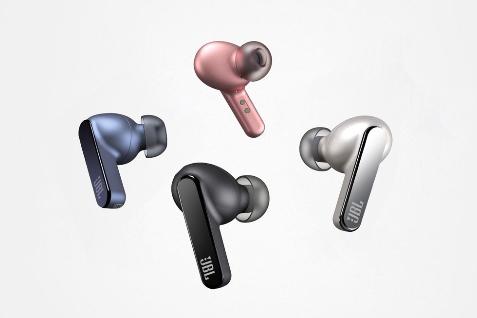jbl live pro 2 earbuds in blue pink silver and black