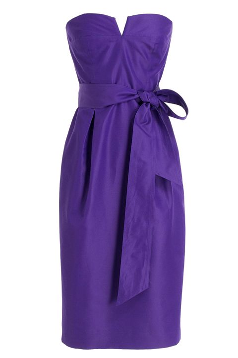 Dress, Clothing, Purple, Violet, Cocktail dress, Strapless dress, Day dress, Bridal party dress, Satin, Lilac, 