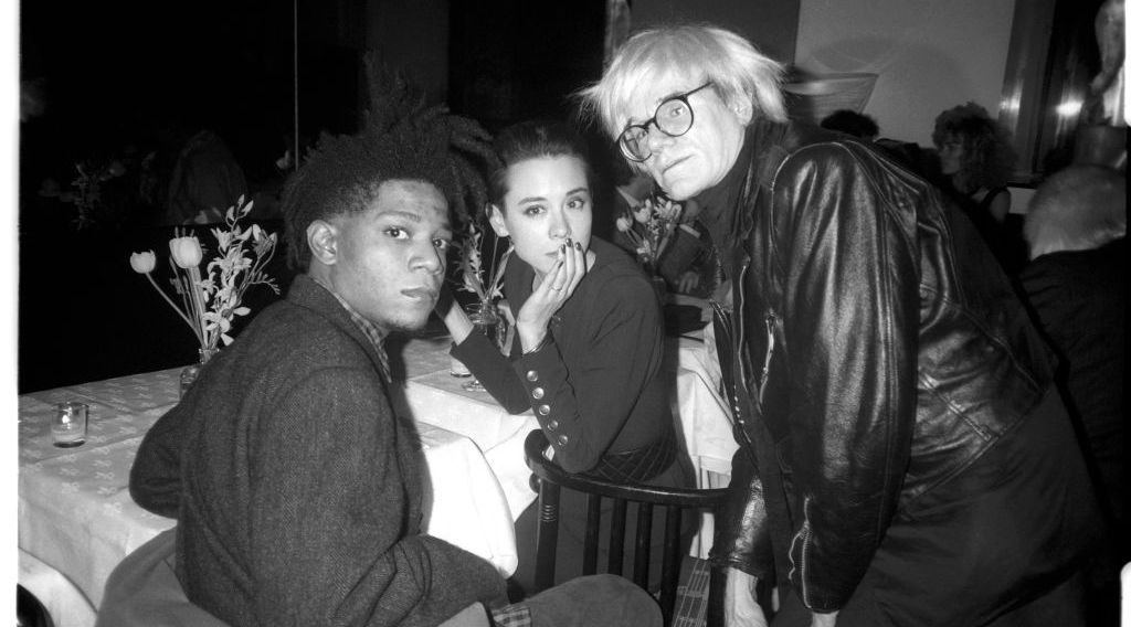 jean michel basquiat, tina chow, and andy warhol at susan blond's dinner party for ozzy osbourne at mr
